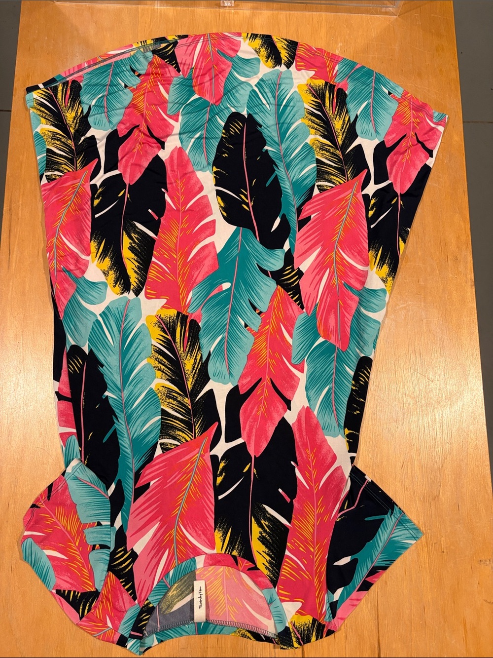 Twenty Ten ~ Multicolor Tropical Leaf Print Dress — Pink Teal Black Yellow